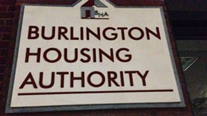 Sign on Burlington Housing Authority headquarters on Main Street