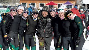 Fred Fayette Jr. with the University of Vermont women's Nordic ski team