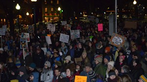 The rally in City Hall Park in Burlington