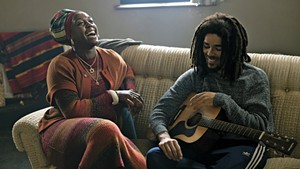 Lashana Lynch and Kingsley Ben-Adir in Bob Marley: One Love from Paramount Pictures