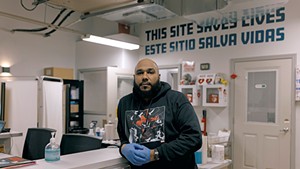Jason Beltre in the supervised consumption room at OnPoint NYC in East Harlem