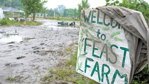 Post-flood devastation at the Feast Farm in Montpelier