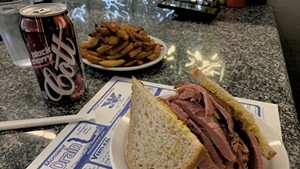 A smoked meat sandwich at Snowdon Deli