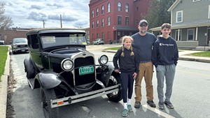 From left: Ali, C.J. and Zak Aubin with Lizzie, a 1931 Ford Model A