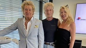 Rod Stewart (left) with Drew and Angie Smith