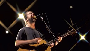 Noah Kahan performing at Burlington's Waterfront Park in July 2023