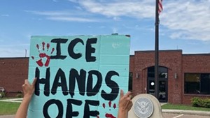 A protest on July 9 at the ICE office in St. Albans