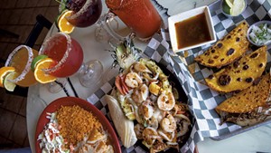 A spread of food and drink at Casa Real