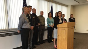 Chittenden County State's Attorney Sarah George at a press conference Wednesday