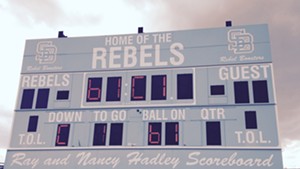 The Rebels scoreboard at South Burlington High School