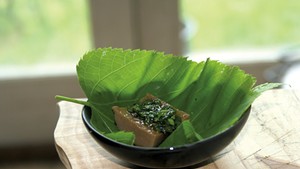 Acorn jelly in a basswood leaf