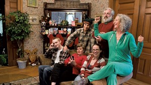 Back row, from left: Carol Ruzicka, Gene Kraus and Lava Mueller; seated, from left: Lennon Philo, Andra Kisler and Amanda Menard in Family Holiday