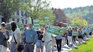 Vermont-National Education Association supporters in May protesting a plan to change how health benefits are negotiated
