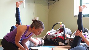 Cline Lucey teaches postnatal yoga