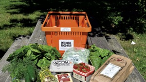 A selection of goods from one week's Intervale Food Hub share