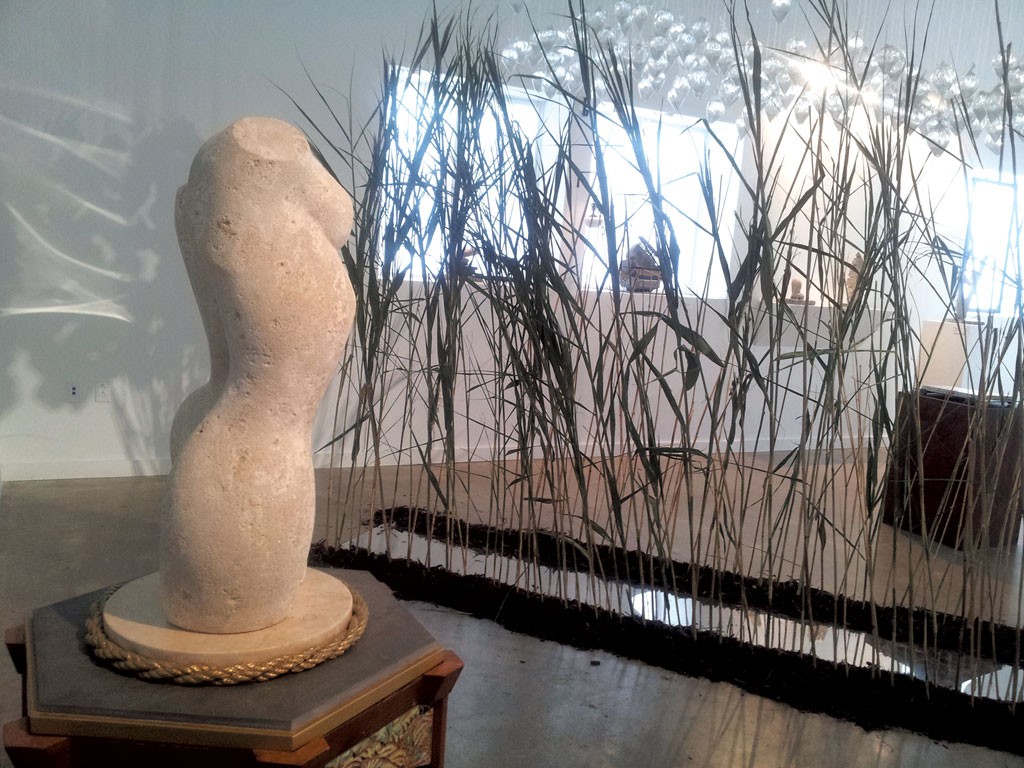 Foreground: "Eve: by Don Ramey; back: "Shifted Landscape: a passage" by Bart Shigeru Uchida - COURTESY OF MAYA URBANOWICZ