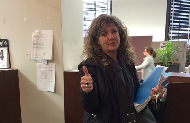 Karen Rowell dropped off her petition at City Hall last week. - ALICIA FREESE