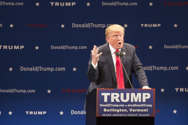 Donald Trump speaks in Burlington in January. - FILE: JAMES BUCK