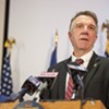 Gov. Phil Scott speaking at a press conference on Friday