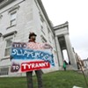 Andy Loughney outside the Statehouse on Monday