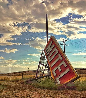 "Midpoint of Route 66, Adrian TX" by Cat McQ - Uploaded by Center for Arts and Learning