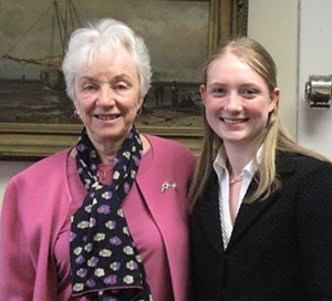 COURTESY OF MARY ELLEN HETTINGER - Former Vermont Gov. Madeline Kunin with a Girls Rock the Capitol intern