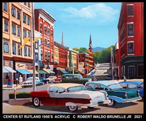 "Center Street, Rutland 1950s" by Robert Waldo Brunelle Jr. - Uploaded by robert brunelle