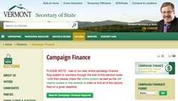 Vermont secretary of state's website - SCREENSHOT